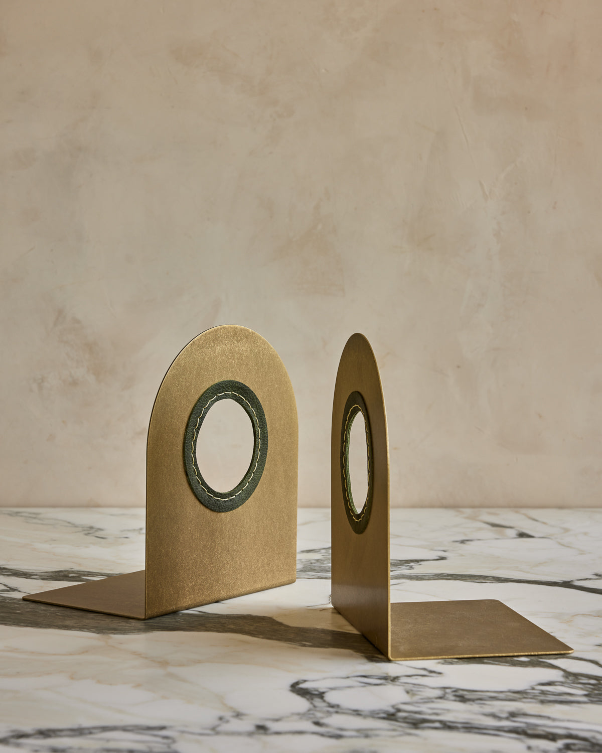 Spencer Brass and Leather Bookends