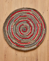 Olly's Round Rug - Red with Gray