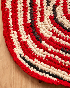 Olly's Oval Rug - Red, White and Black