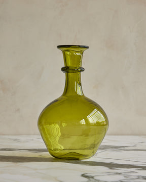 Round Bottom Glass Decanter - Olive