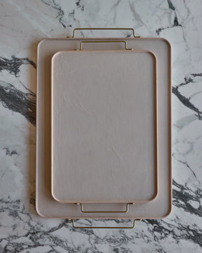 Bennett Leather Tray - Eggshell