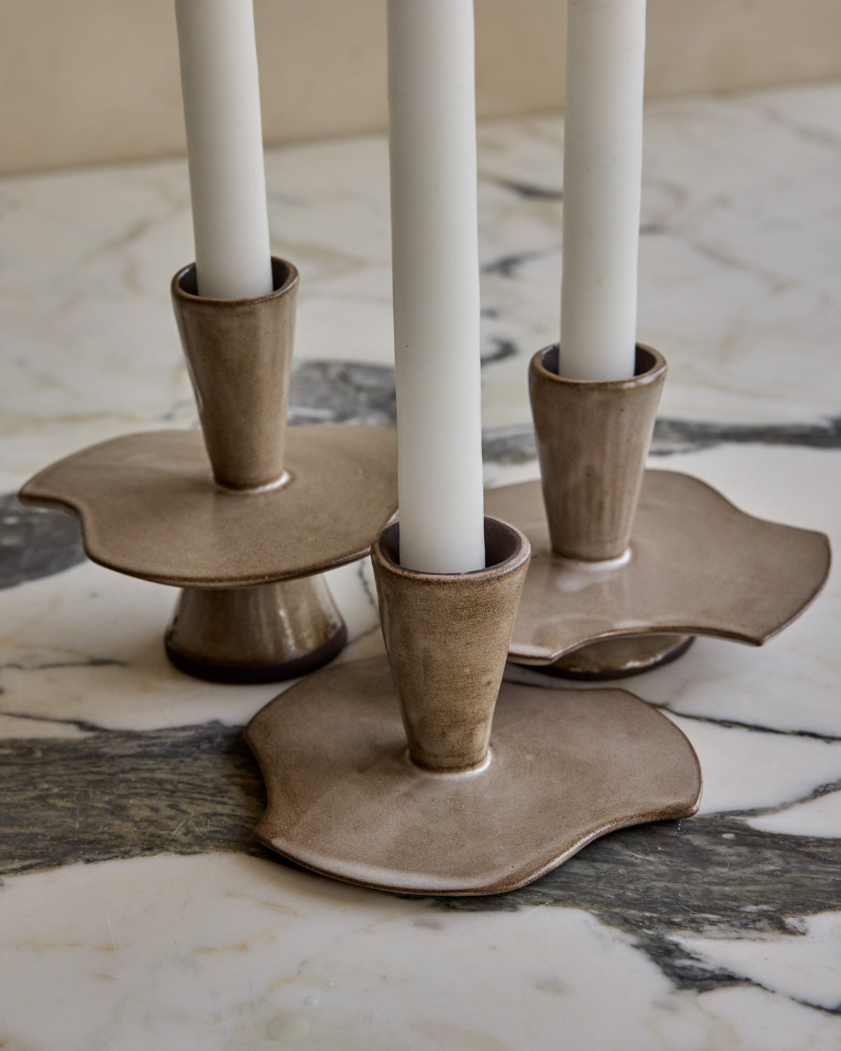 Nesting Ceramic Candle Holders - Foam Trio