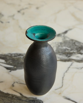 Black Mini Vase with Turquoise